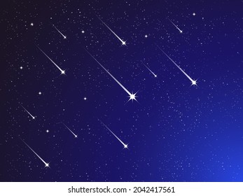 Shooting stars, light of falling of a meteorite in the galaxy. Vector illustration cosmos