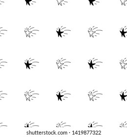 Shooting stars seamless pattern. Hand drawn texture background.