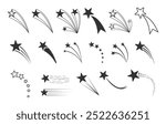 Shooting stars silhouette, Shooting star icons, Shooting stars vector, Shooting stars outline