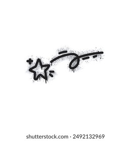 Shooting stars spray painted black on white. Shooting star symbol. isolated on white background. vector illustration