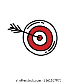 Shooting Target Doodle Icon, Vector Illustration