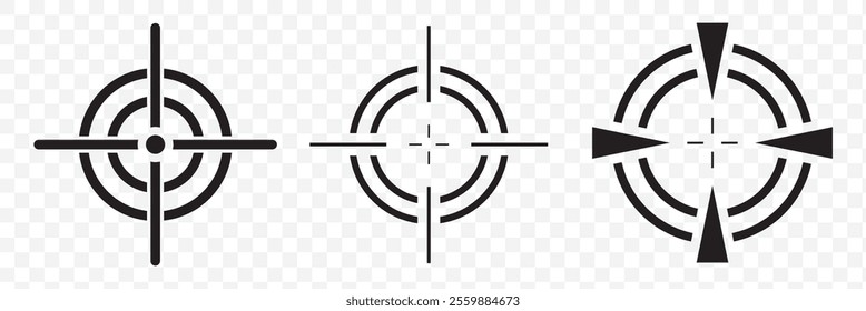 Shooting target icon of 3 types. Isolated vector sign symbol. eps 10.