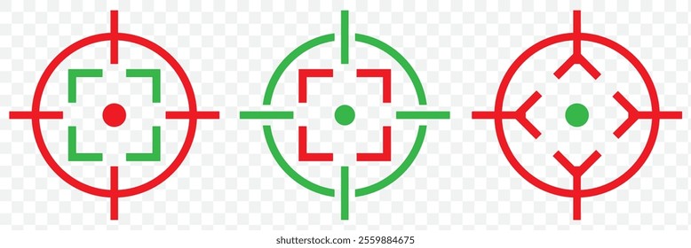 Shooting target icon of 3 types. Isolated vector sign symbol. eps 10.