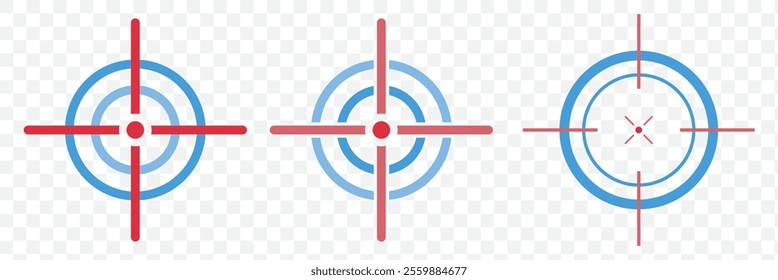 Shooting target icon of 3 types. Isolated vector sign symbol. eps 10.