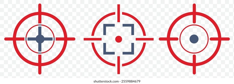 Shooting target icon of 3 types. Isolated vector sign symbol. eps 10.