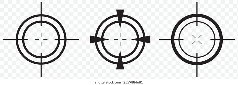 Shooting target icon of 3 types. Isolated vector sign symbol. eps 10.