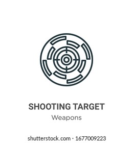 Icono de vector de esquema de destino de disparo. Icono de tiro en negro de línea delgada, ilustración de elemento simple vector plano del concepto de armas editable trazo aislado en fondo blanco