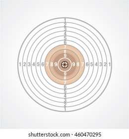 Shooting target with points. Illustration grey and brown. Logo design element. Tattoo and art element.