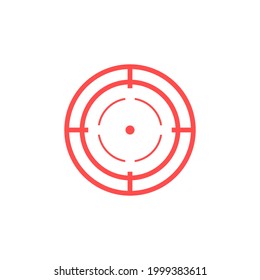 Disparando el icono rojo objetivo. Enfocar la marca del ojo del toro del cursor. Disparo de un francotirador. Vector aislado en blanco
