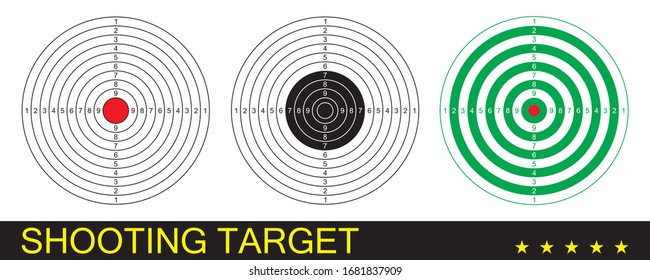 Disparando objetivo. Establecer objetivos para disparar de manera práctica la pistola, la escopeta o el rifle. Colección de deporte blanco para la competición de tiro. Ilustración del vector