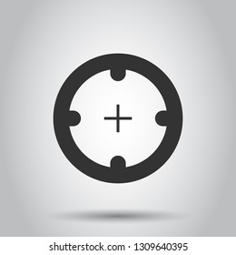 Shooting target vector icon in flat style. Aim sniper symbol illustration on white background. Target aim business concept.