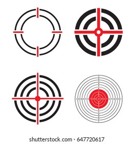 Shooting Target Vector Icon Set Illustration Isolated On White Background. Gun Target Logo. Flat Web Design Elements For Website, App Or Infographics Materials.