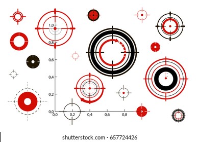 Shooting target vector icon set illustration isolated on white background. Gun target logo. Flat web design elements for website, app or infographics materials.