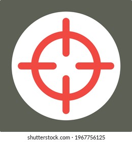 Shooting target vector simple icon illustration isolated on white and grey background. Gun target logo. Flat web design elements for website, app or infographics materials.