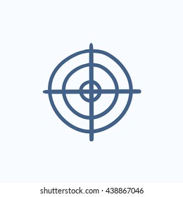 Icono de esbozo del vector de tiro aislado en el fondo. Dibujo mano Icono de objetivo de disparo. Icono de esbozo de destino para infografía, sitio web o aplicación.