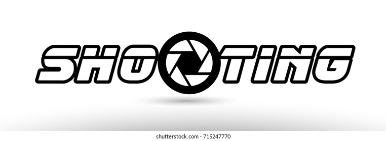 shooting text photo camera concept with aperture logo on white background