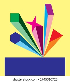 estrella de diseño de vector de disparo, caja, triángulo