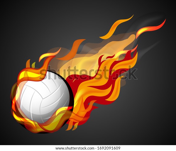 Shooting Volleyball Flame On Black Background Stock Vector (Royalty ...