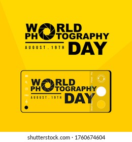 Shooting "World Photography Day" text with Phone camera. Perfect template for Phone Photography design or other Phone design.