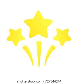 Shooting yellow stars. Vector label with explosion stars.