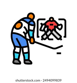 shootout ice hockey sport color icon vector. shootout ice hockey sport sign. isolated symbol illustration