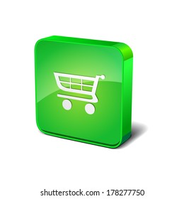 Shop 3d Rounded Corner Green Vector Icon Button