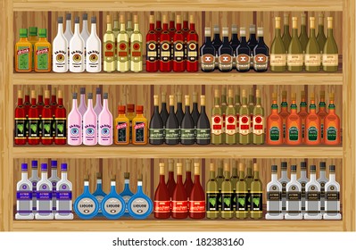 Shop alcoholic beverages. vector