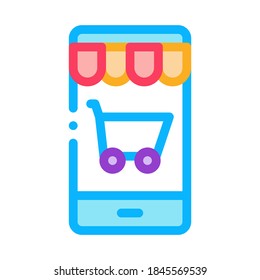 Shop Application Icon Vector. Outline Shop Application Sign. Isolated Contour Symbol Illustration