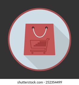 Shop application red icon with sign flat design