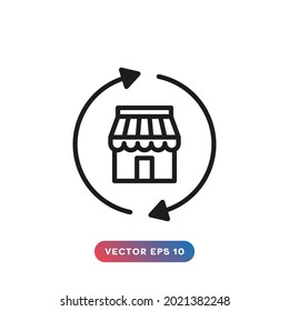 Shop with arrows icon. Return to store icon.