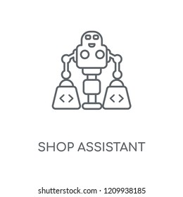 Shop assistant linear icon. Shop assistant concept stroke symbol design. Thin graphic elements vector illustration, outline pattern on a white background, eps 10.