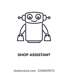 shop assistant outline icon. Linear vector from ai and tech concept. Thin line shop assistant icon isolated on white background
