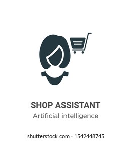 Shop assistant vector icon on white background. Flat vector shop assistant icon symbol sign from modern artificial intelligence collection for mobile concept and web apps design.