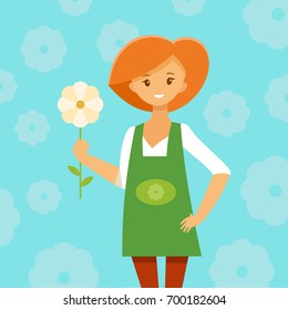 Shop assistant. Vector illustration.