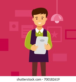 Shop assistant. Vector illustration.