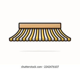 Shop awning. Shopping striped tent for market grocery or restaurant, vector cartoonish red store sunshade roof	