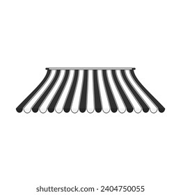 Shop awning tent. Striped awnings set for shops, restaurants and market store. 