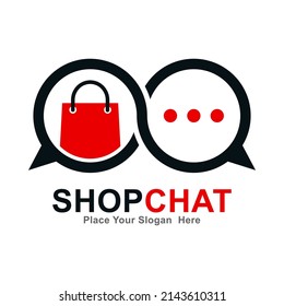 Shop bag chat logo vector design. Suitable for business, media social and chat symbol