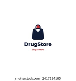 Shop bag combine with pill logo design for pharmacy business