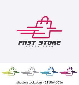 Shop Bag with fast motion icon vector. Fast Shop illustration. Isolated on white background