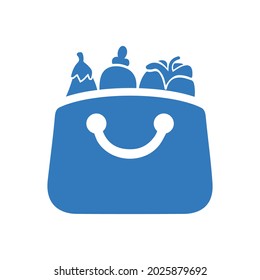 Shop, bag, grocery icon. Blue color design.