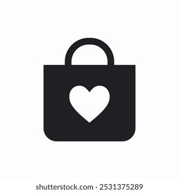 shop bag with heart icon sign vector