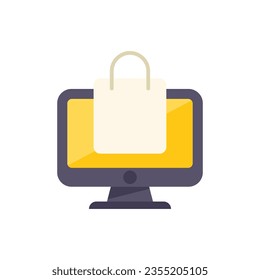 Shop bag icon flat vector. Web store. Internet commerce isolated