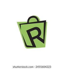 Shop bag with letter R graphic icon logo design abstract concept vector. Shopping bag logo on letter r template shopping bag on r letter initial shopping bag sign concept