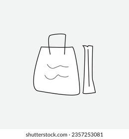 shop bag line art vector