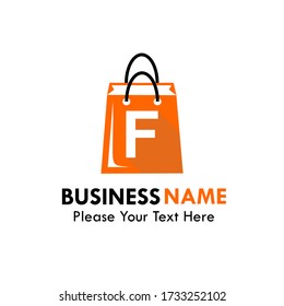 shop bag logo design template illustration. this is good for trading, mall, market etc. There are shop bag and font  F
