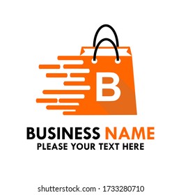 Shop bag logo design template illustration. There are shop bag and font b