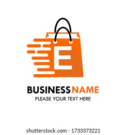Design-Template-Abbildung des Shop-Logos. Es gibt Shop-Tasche und Schriftart e