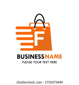 Shop bag logo design template illustration. There are shop bag and font f