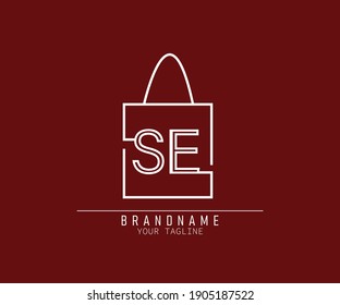 Shop Bag Logo Letter SE. Paper bag logo letter S E. Online Shop Logo with letter for company or business. 